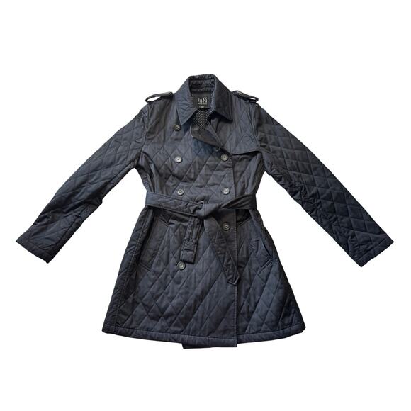 SAKS FIFTH AVENUE Quilted, Double breasted Trench Coat, size women's LG - Picture 1 of 16